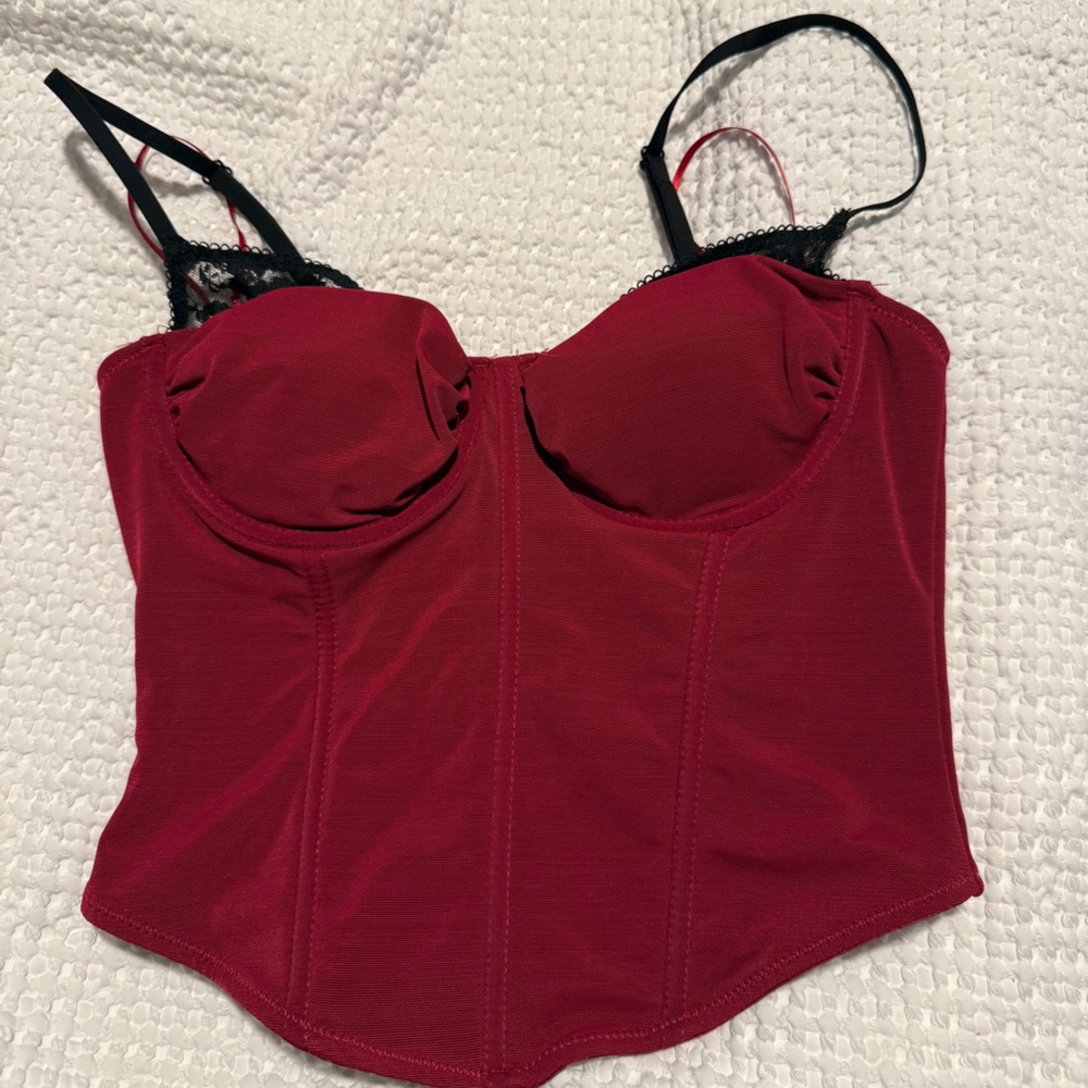 Garage Red Lace-Accent Bralette